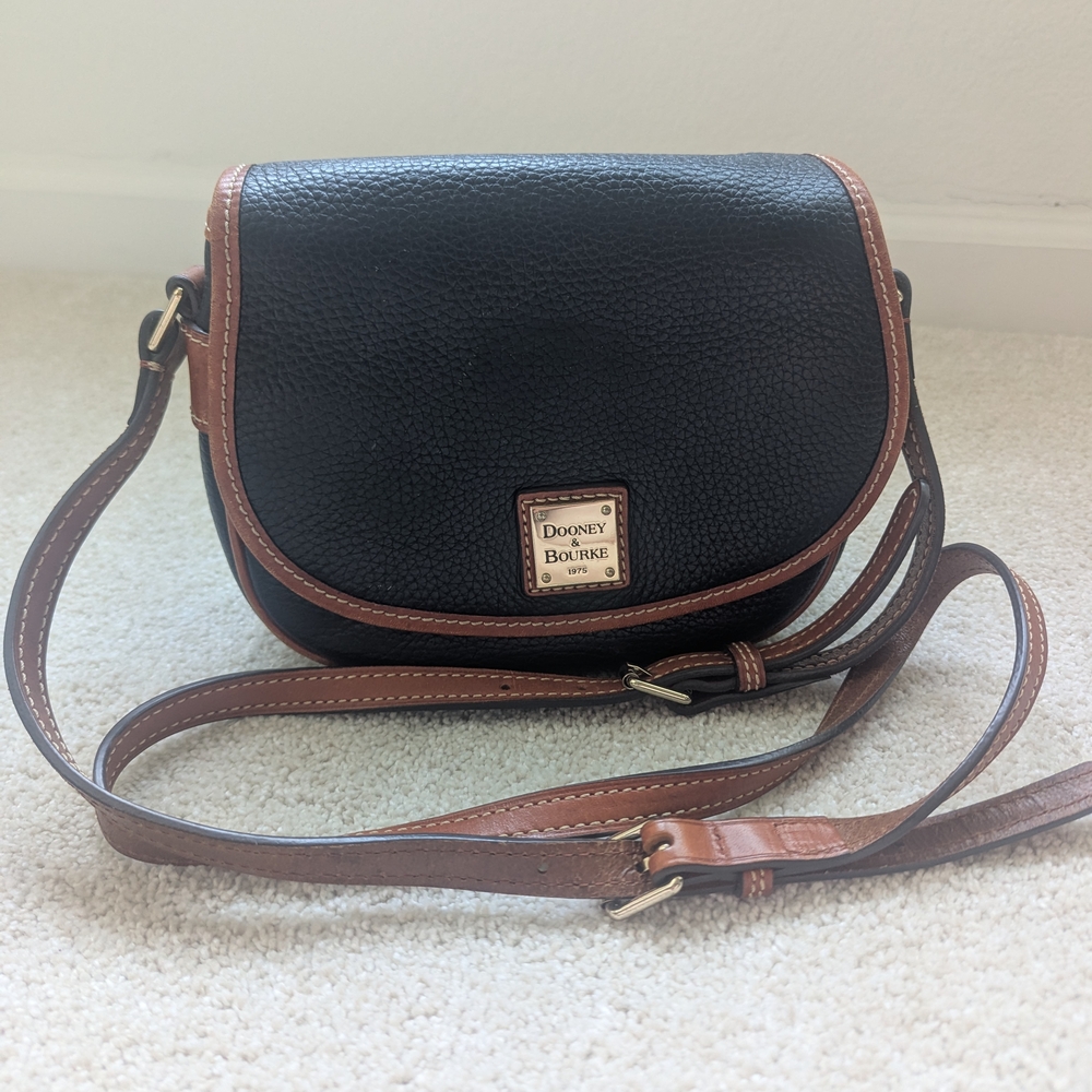 Dooney & Bourke Blue Crossbody Bag with Brown Trim
